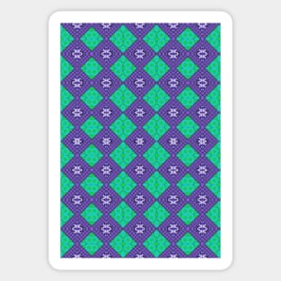 Purple and Green Digital Diamonds Sticker